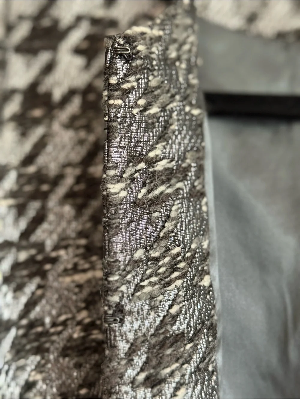 Vintage J. Crew Metallic Black and Silver Houndstooth Tailored Lady Jacket